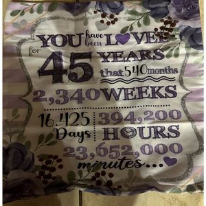Paxiaroy 45th Birthday Pillow Cover Purple 18 X 18 Inches New